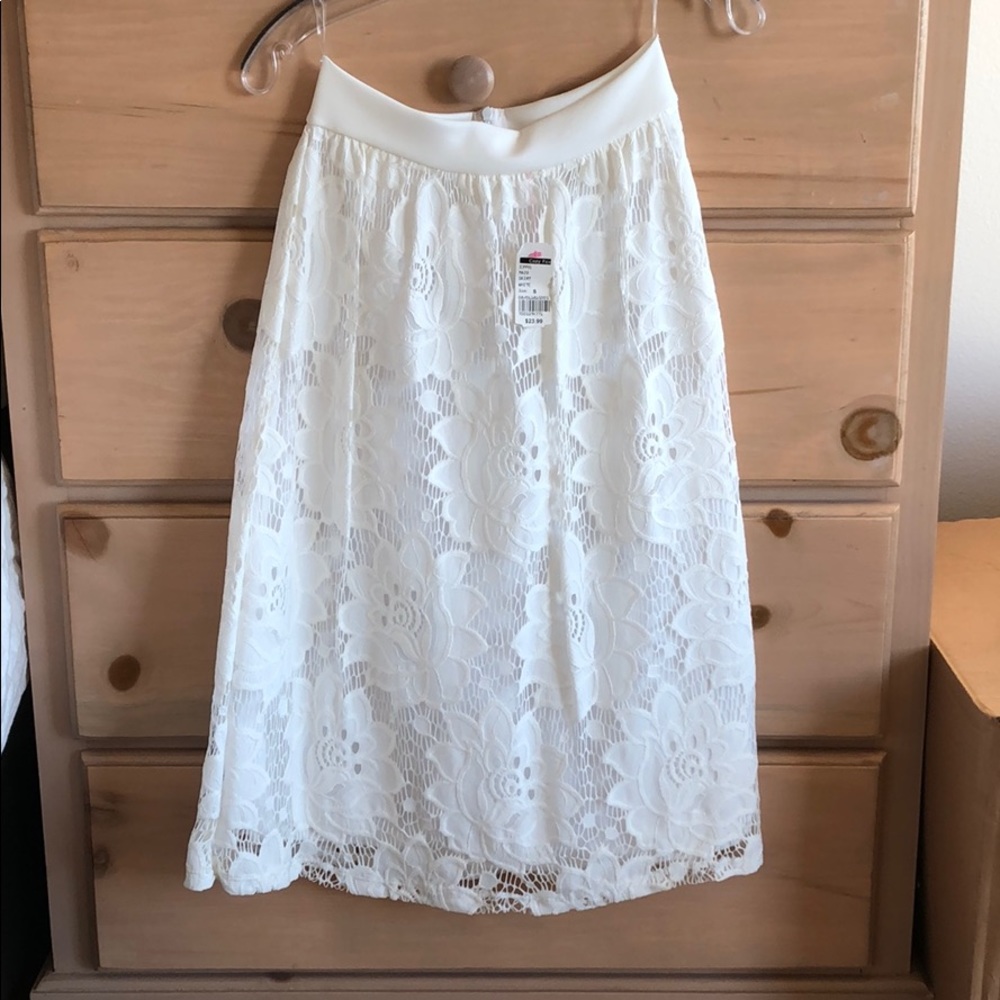 White Lace Floral Skirt